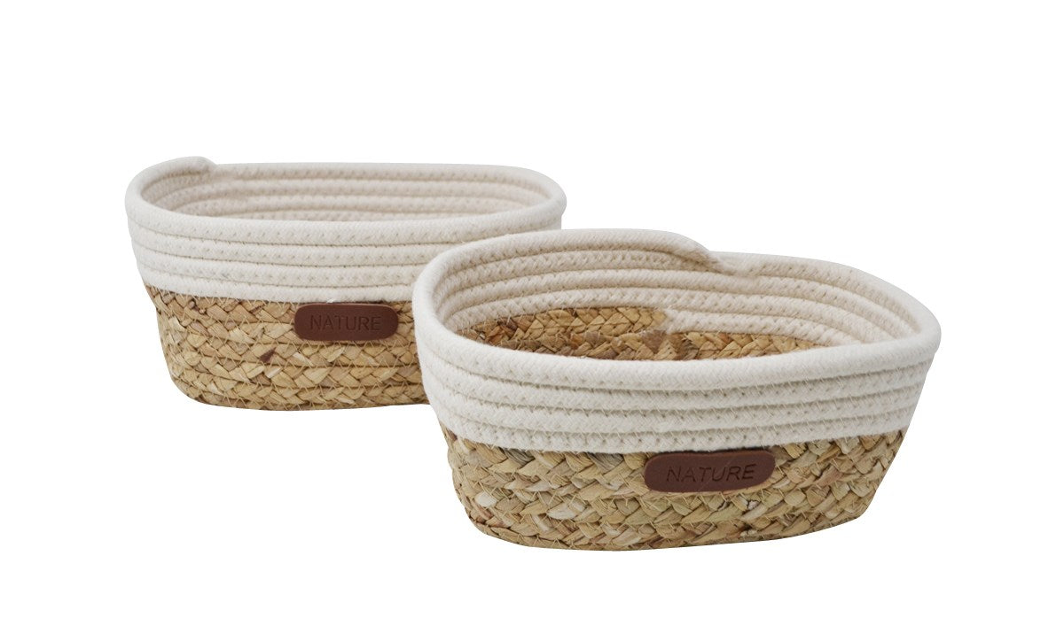 PANIER OSIER 23 CM RECT. BLANC/NATUREL