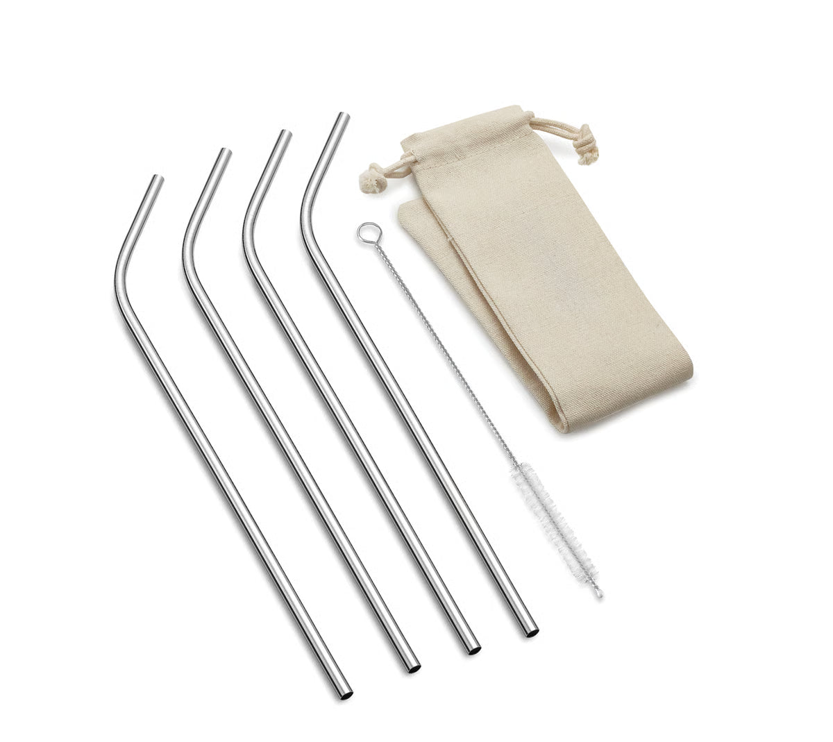 ENS. 4 PAILLES EN ACIER INOXYDABLE AVEC SAC DE RANGEMENT