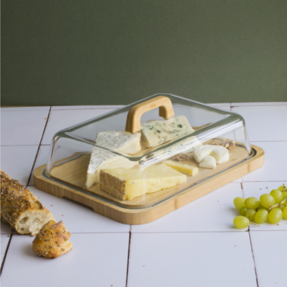 PLANCHE À FROMAGE AVEC COUVERCLE EN VERRE