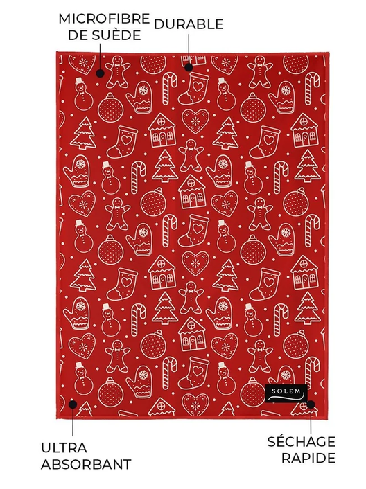2 LINGES VAISSELLE MICROFIBRE MAISON PAIN D'ÉPICE