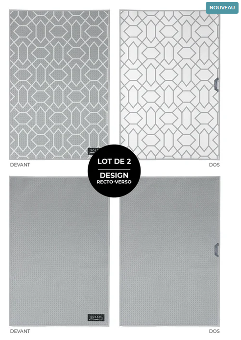 2 ESSUIE-MAINS MICROFIBRE LES INTEMPORELS - GRIS