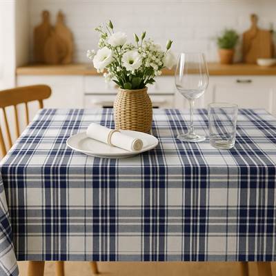 NAPPE 55'' RD  VINYLE CHARME DE CAMPAGNE BLEU