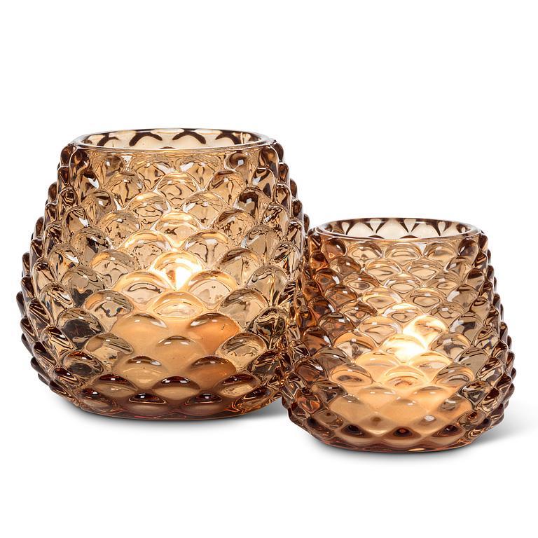 BOUGEOIR 3 ″ POMME DE PIN AMBRÉ