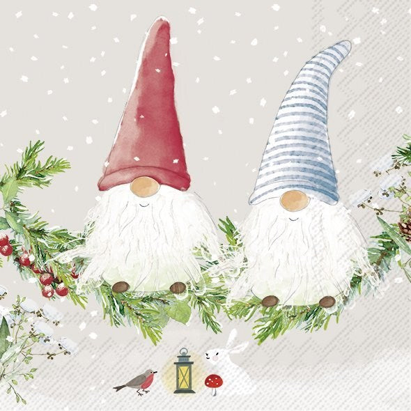 PQT 20 SERVIETTES PAPIER GNOMES SUR BRANCHE