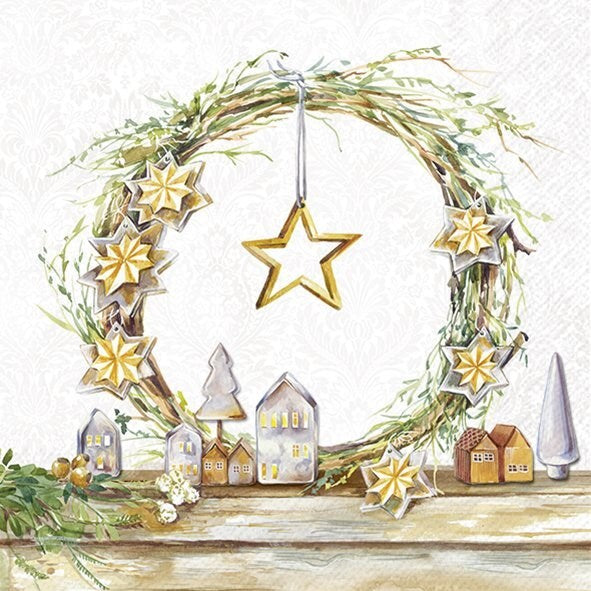 PQT 20 SERVIETTES ETOILE ET MAISON DORÉES