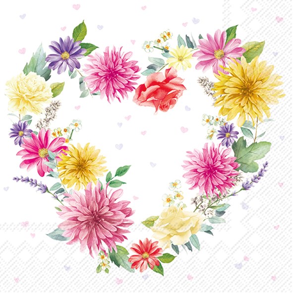 PQT 20 SERVIETTES - COEUR EN FLEURS