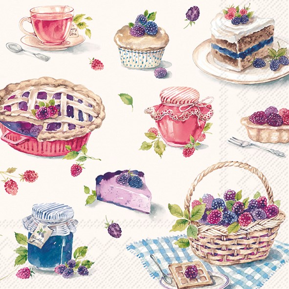 PQT 20 SERVIETTES - BAIES ET PÂTISSERIES