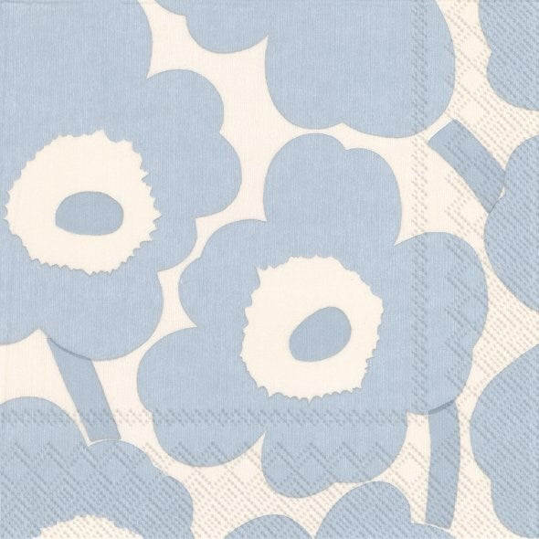 PQT 20 SERVIETTES PAPIER UNIKKO CRÈME ET BLEU PÂLE MARIMEKKO