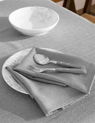 ENS. 4 SERVIETTES DE TABLE FAUX LIN - GRIS