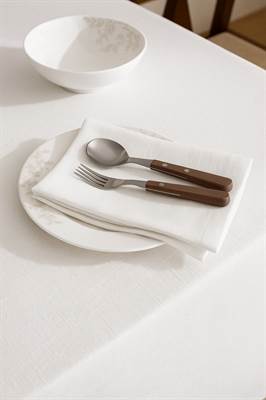 ENS. 4 SERVIETTES DE TABLE FAUX LIN - BLANCHES
