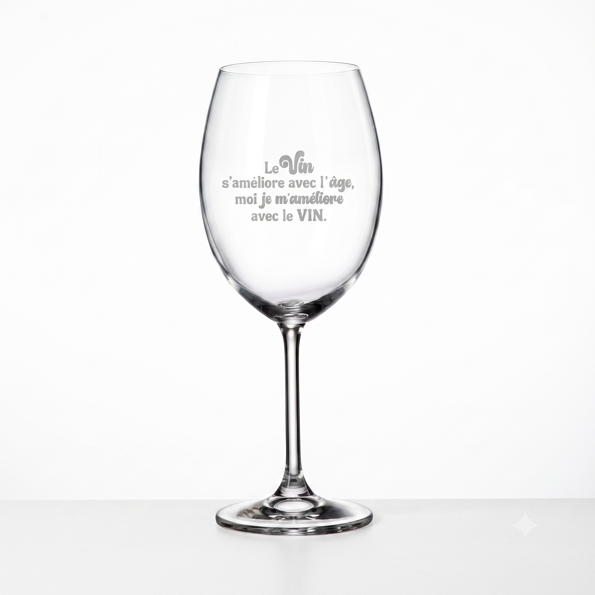 VERRE À VIN AVEC PIED - LE VIN S'AMÉLIORE AVEC L'ÂGE