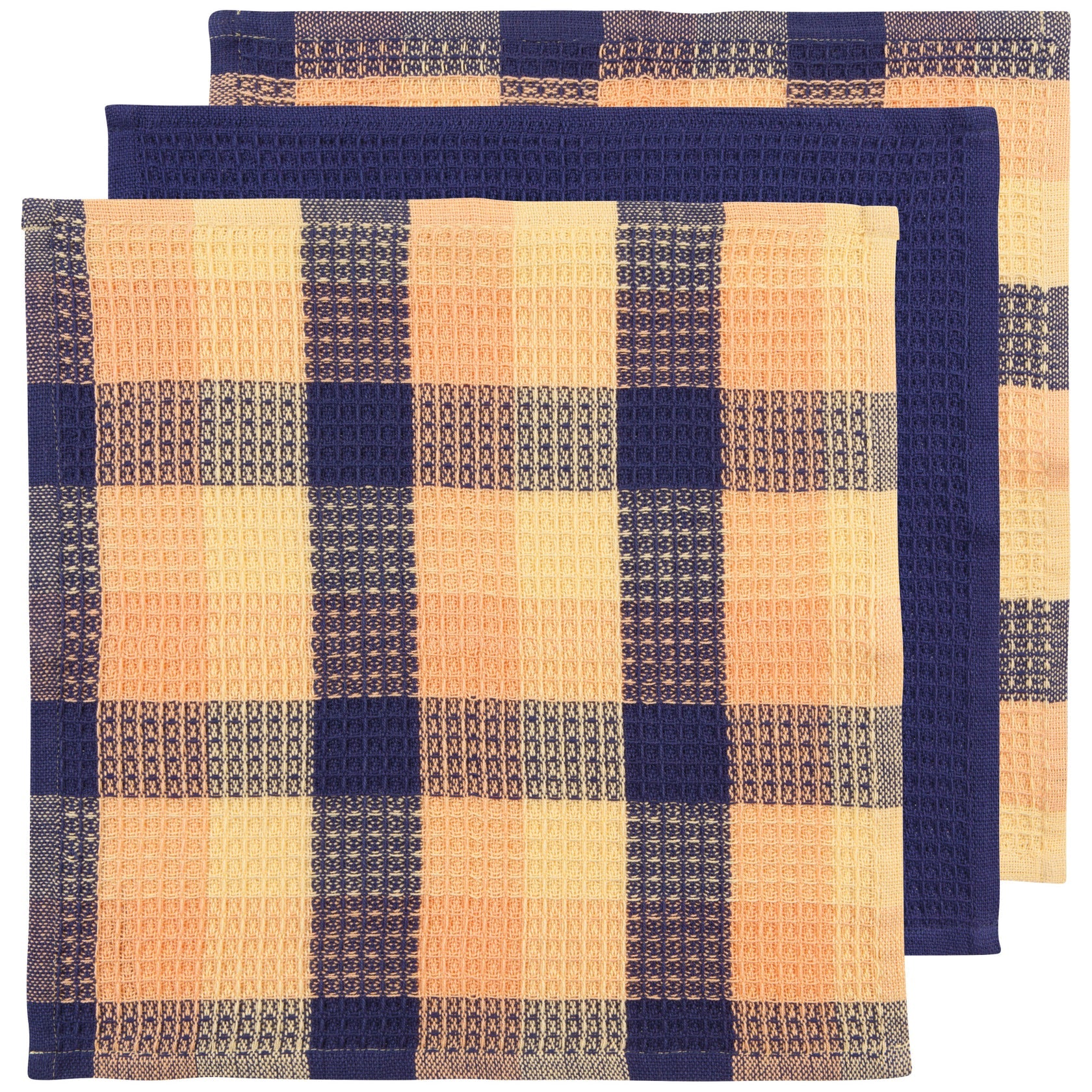 ENS. 3 LINGETTES COTON BLEU ET JAUNE