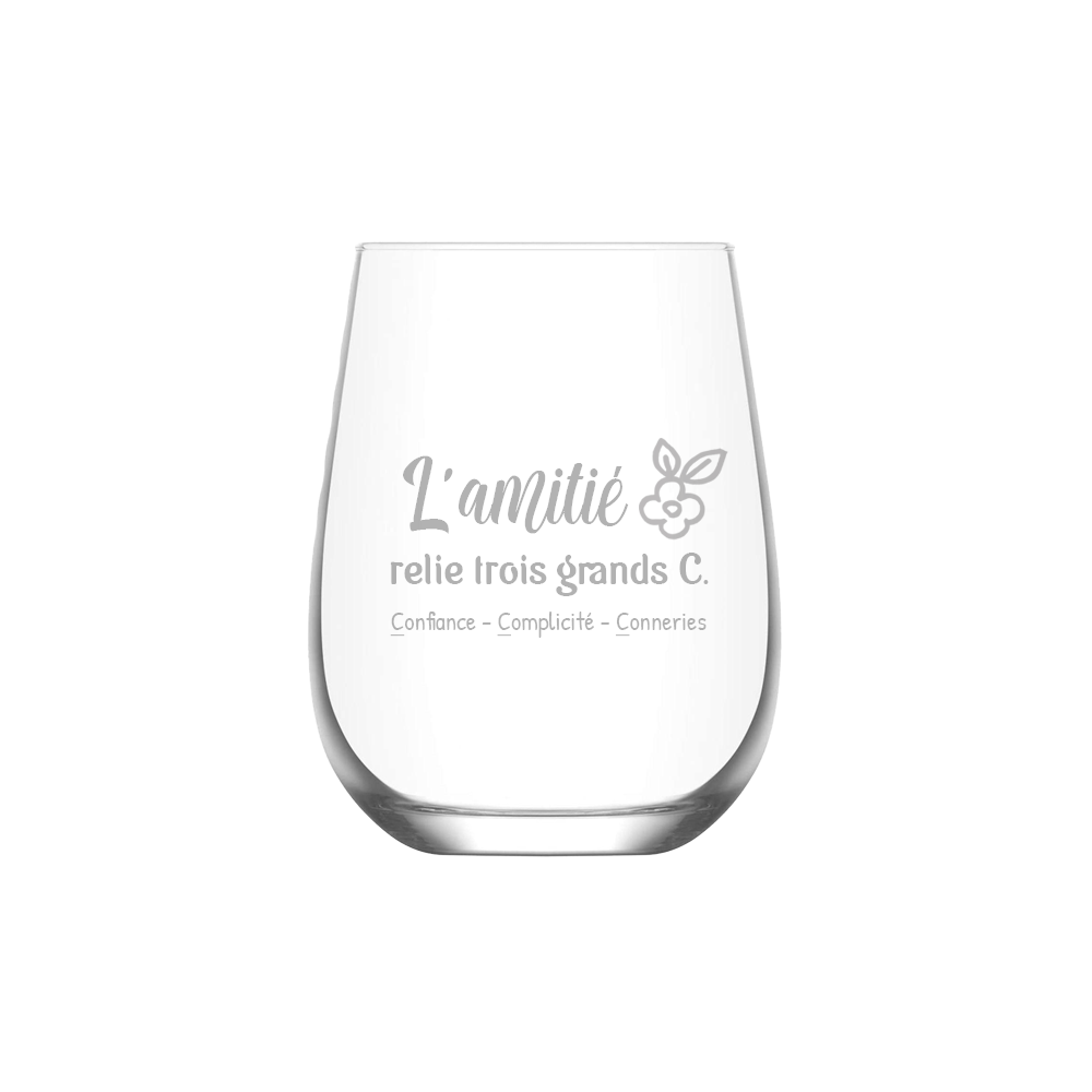 VERRE A VIN SANS PIED - AMITIÉS LES 3 C