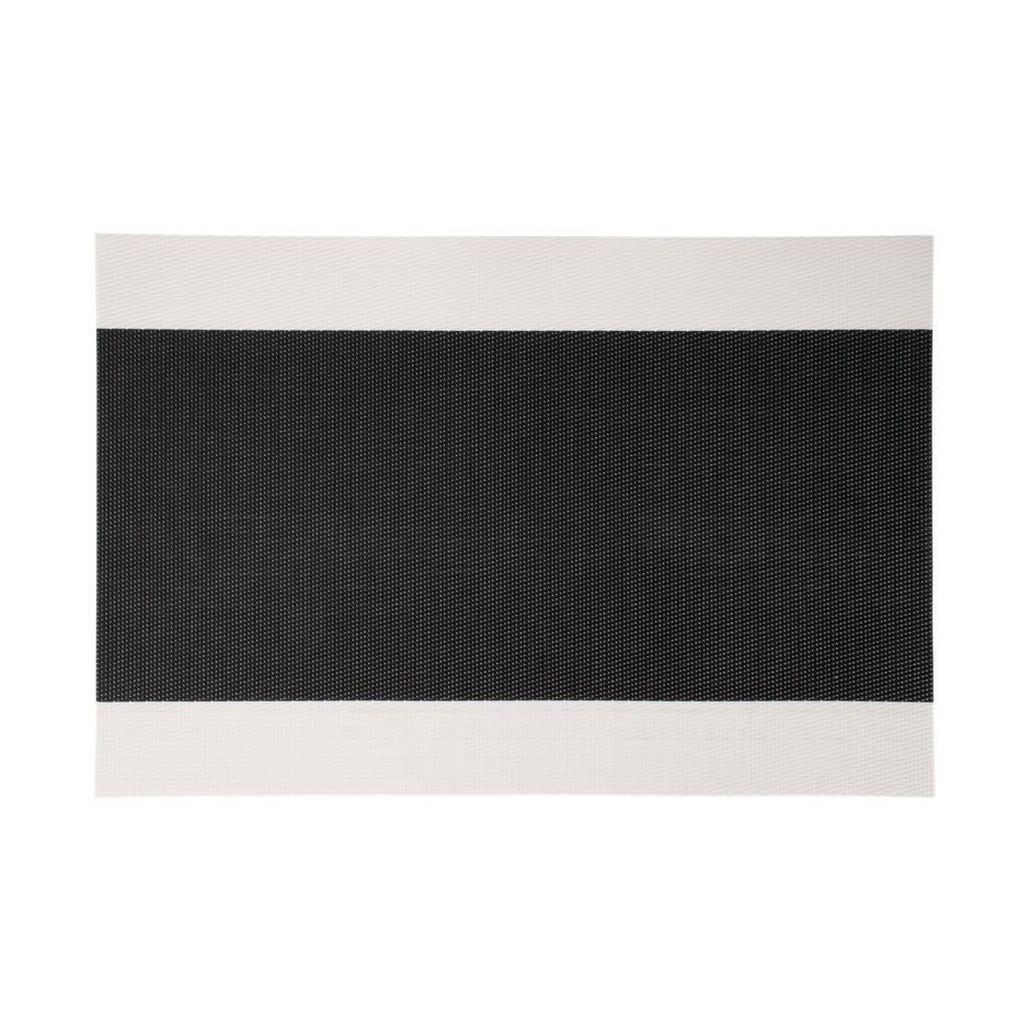 Napperon de table rectangulaire tissé avec large bande centrale noire et bordures blanches, Maxwell Williams