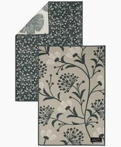 2 LINGES VAISSELLE MICROFIBRE FLEURS DE VELOURS