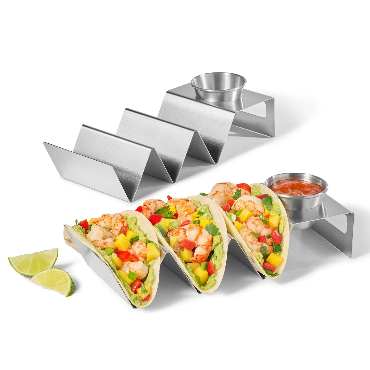 ENS. 2 SUPPORTS TACOS EN ACIER INOXYDABLE