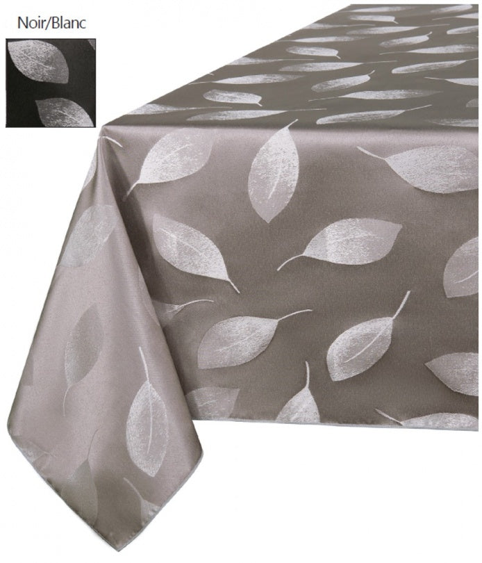 NAPPE 60'' FEUILLES NOIR/BLANC