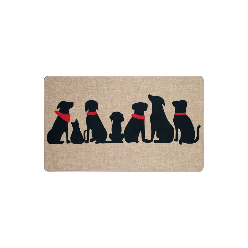 TAPIS 1.5 X  5 CHIENS COLLIERS ROUGE