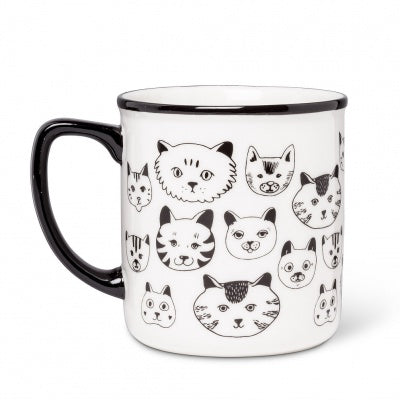 TASSE CHATS NOIR/BLANC 14 OZ