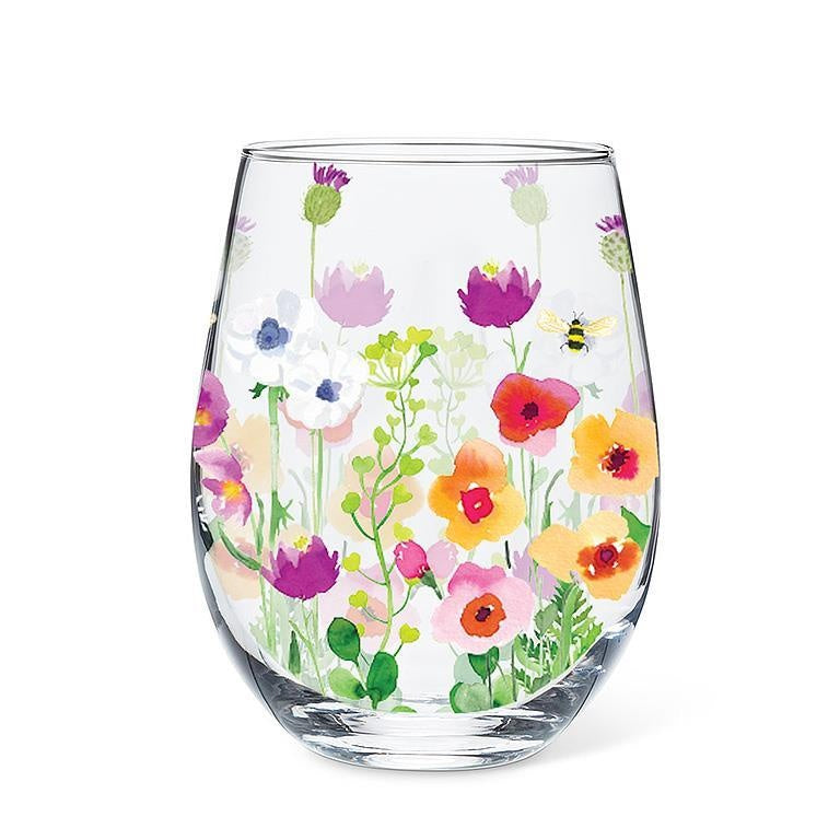 VERRE A VIN SANS PIED FLEURI 14 OZ