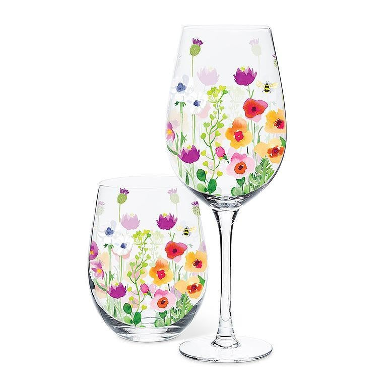 VERRE A VIN SANS PIED FLEURI 14 OZ