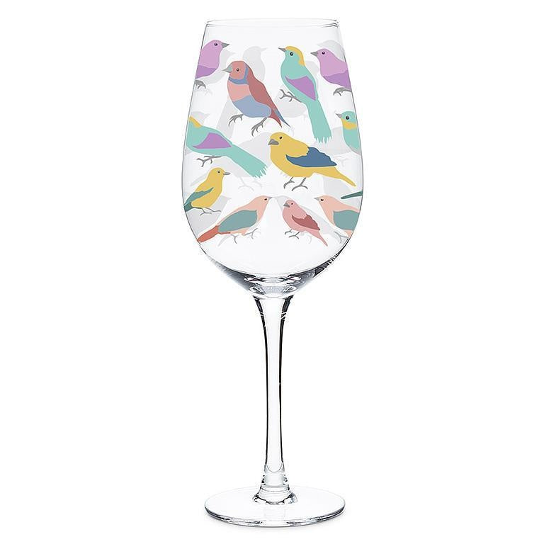 VERRE A VIN OISEAUX PASTELS 14OZ