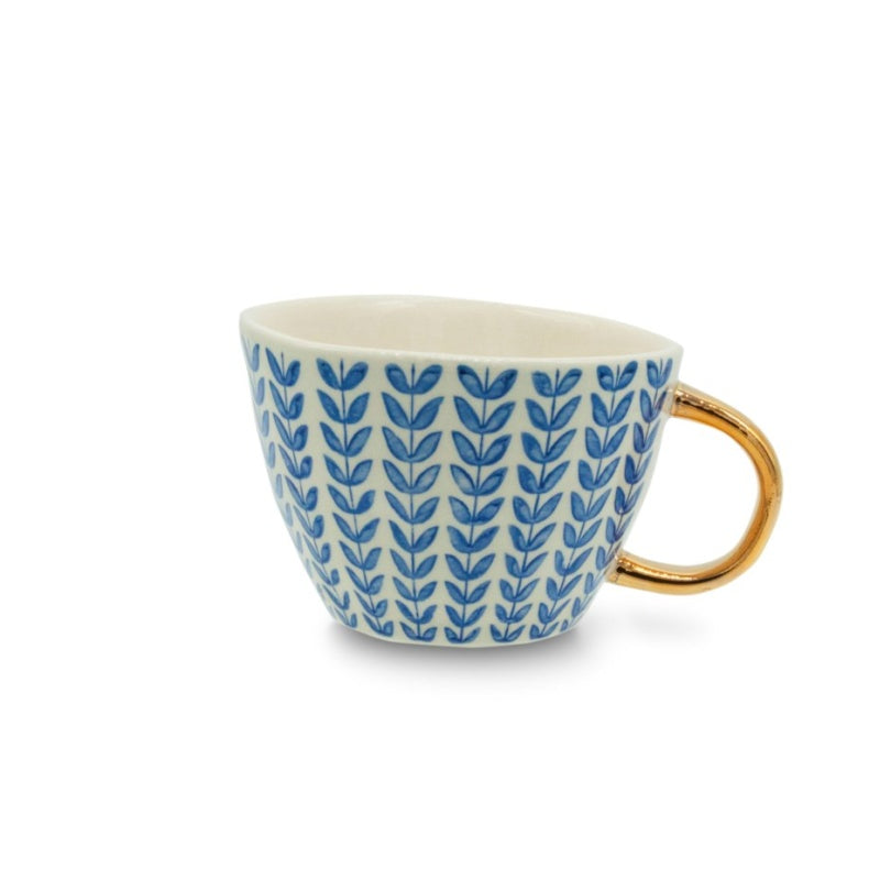 TASSE FLEURS BLEUES/OR 350ML