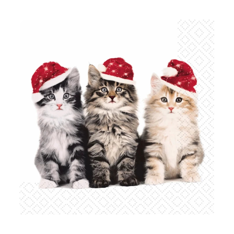 PQT 20 SERVIETTES PAPIER CHATS DE NOEL