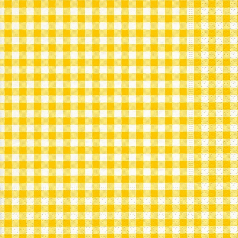 PQT 20 SERVIETTES PAPIER CARREAUX JAUNE