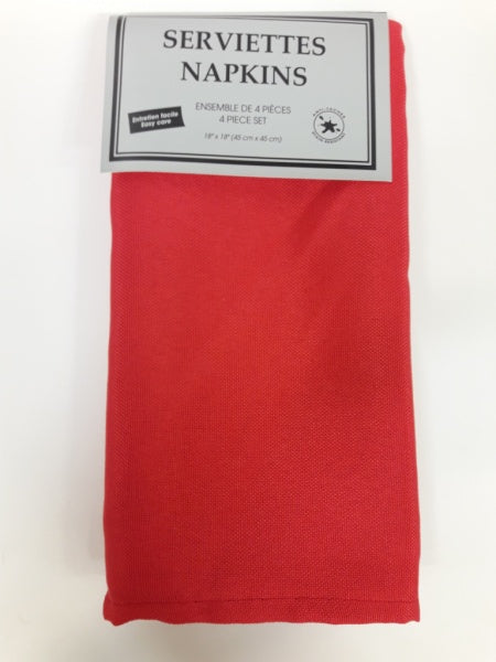 ENS. 4 SERVIETTES DE TABLE SOLID ROUGE