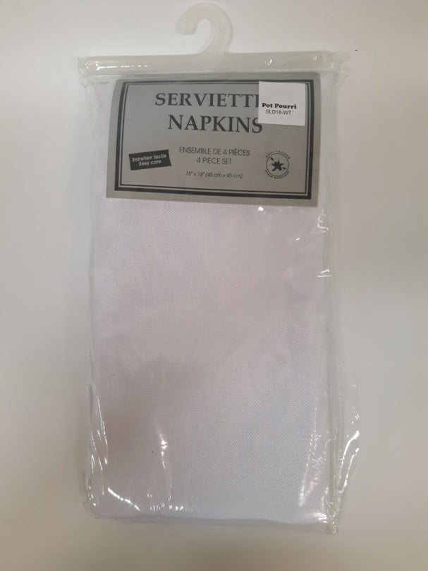 ENS. 4 SERVIETTES DE TABLE SOLID BLANC